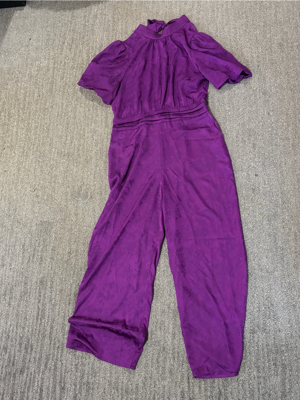 Nordstrom Purple Short-Sleeve Wide-Leg Jumpsuit